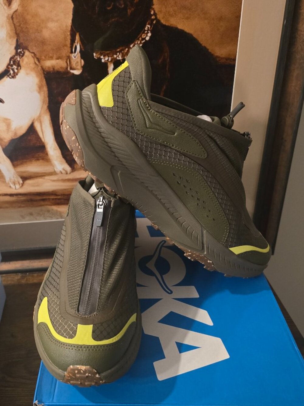 Hoka One One Project Transport Mens Shoes Oilve Green 1162850-DTQ Vibram Sz 10.5